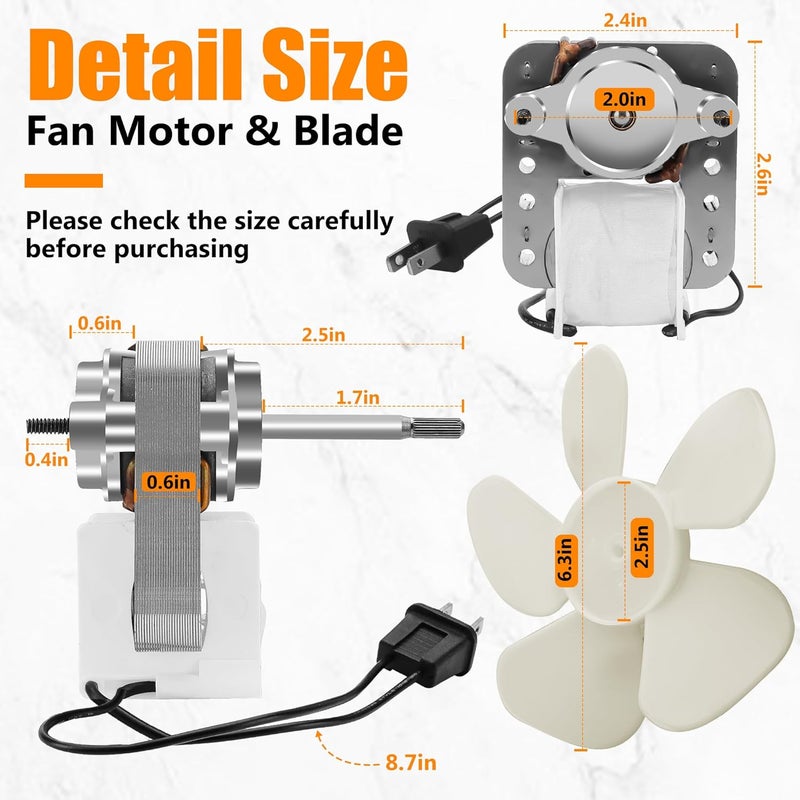 Fetechmate S1200A000 Quiet Bathroom Vent Fan Motor Replacement Compatible with Br-oan Nu-Tone 686, M686, 687, 870 Electric Motor - 50CFM 3000RPM 120V Bathroom Exhaust Fan Motor by - Image 3